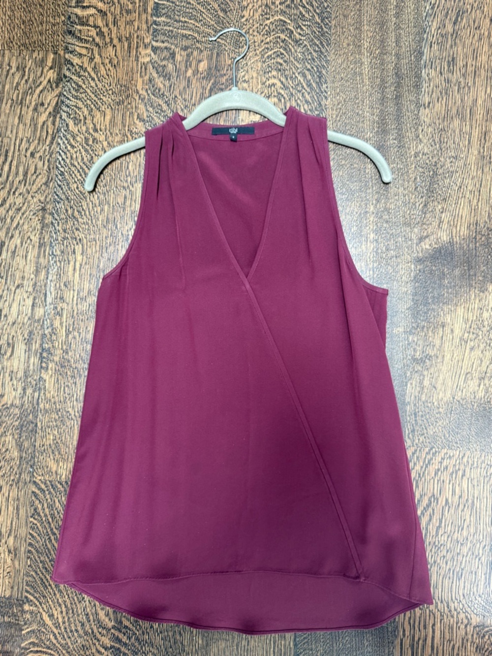 Tibi New York 100% Silk Wrap-Front Sleeveless Blouse | Size 2 | Burgundy Wine